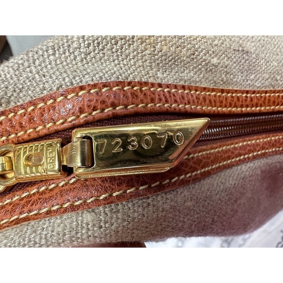 Vintage Redwall Linen Shoulder Bag Leather TRIM NWOT - Picture 7 of 10